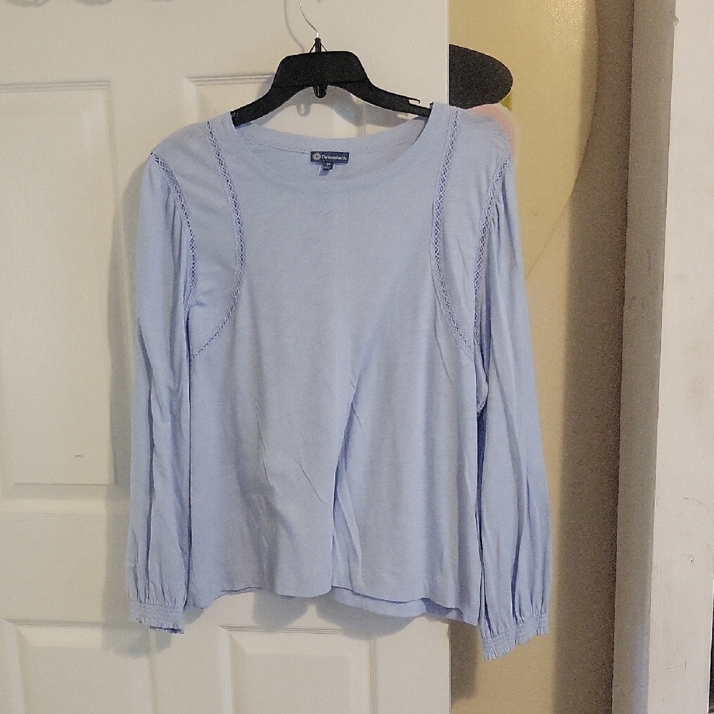 Democracy Sz2x Boho Revival Light Blue Long elastic Sleeve Women's Top